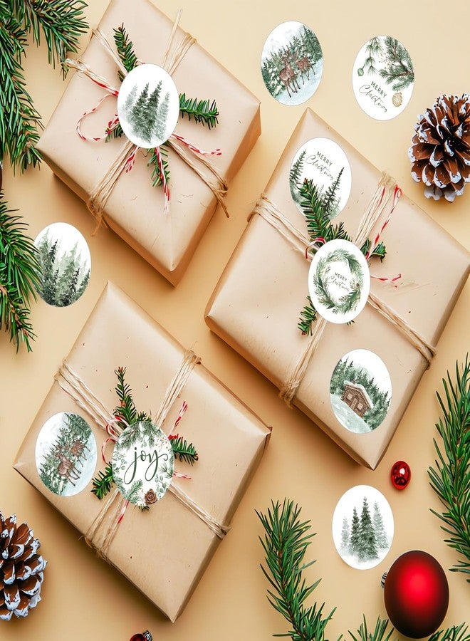 وولاين مجموعة ملصقات عيد الميلاد من والين، 1000 قطعة، بتصميمات شجرة عيد الميلاد والغابة والغزلان، ذاتية اللصق، لتزيين سجلات القصاصات والمذكرات والأظرف وديكورات العطلات الشتوية، 8 تصميمات - Image 4